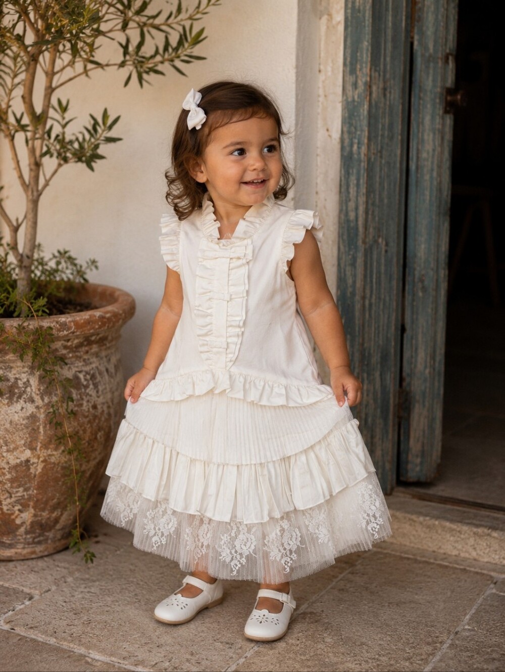 Nicholas & Bears Ivory Lace Tiered Ruffle Party Dress 2Y Cottagecore Princess